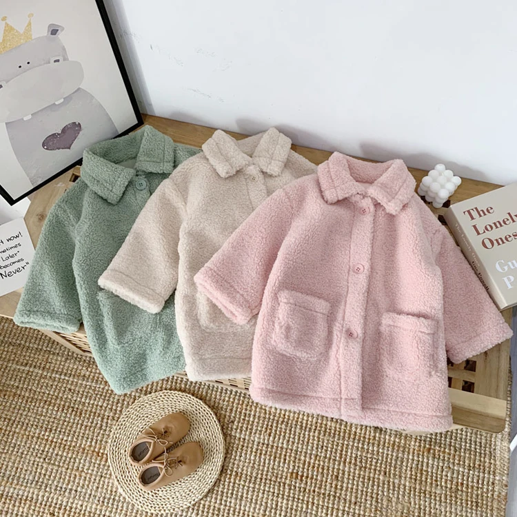 Best Selling Factory Wholesale RTS Girls Winter Outfits Children Overcoat Alpaca Wool Toddler Girl Warm Coat Long