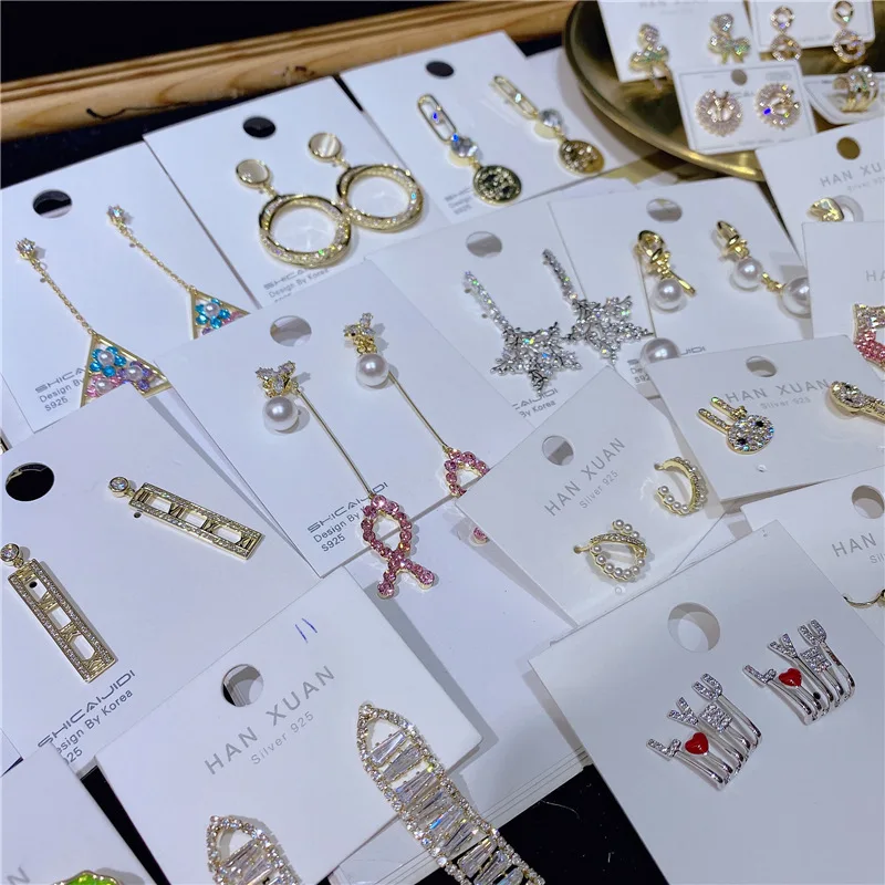 

PUSHI japanese fashion earrings korea 925 silver needle gemstone zircon earrings funny personality earrings in bulk