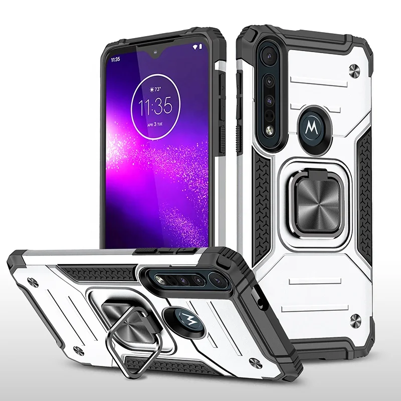 

Saiboro Kickstand Phone Case for Moto G8 Plus/G8 Play Metal Magnet Cell Phone Back Cover for Moto One Macro, Multi colors