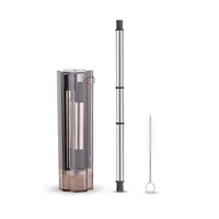 

Amazon 2020 Hot Sale portable stainless steel straw Office Silicone Straw with case Reusable Straw set with brush