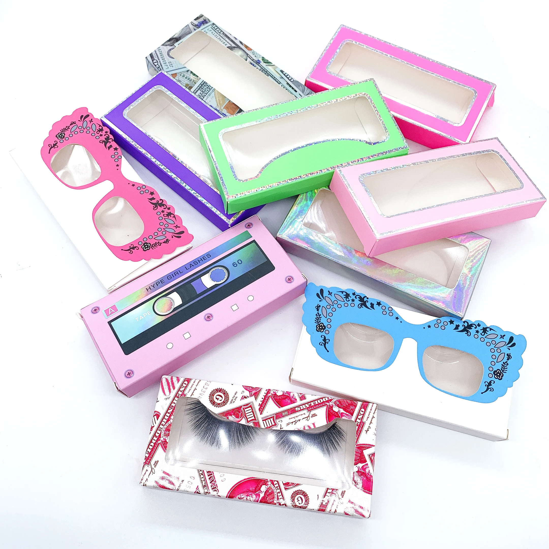 

2021 new arrivals lashes private label customized boxes eyelash wholesale vendor, Black color