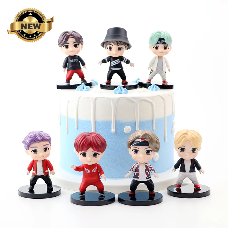 

New Bangtan Boy KPOP Star Group A.R.M.Y Tinytan Action Figure Toy Bt-S Christmas Gift Tiny Tan Cake Topper Free Shipping, As the picture shows