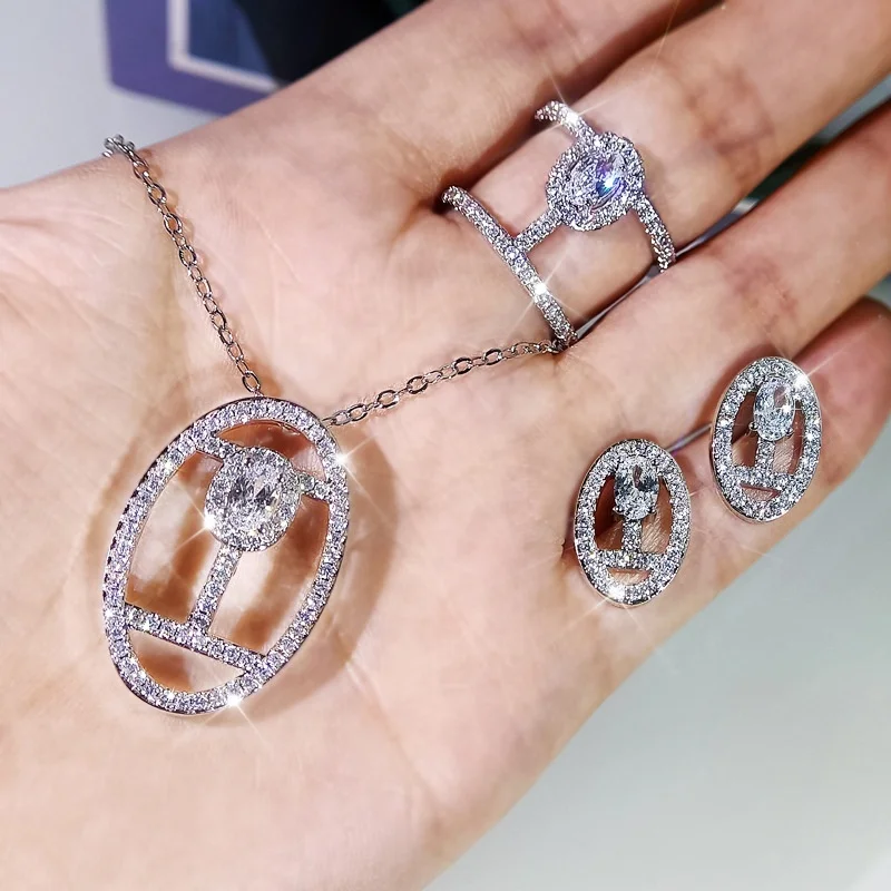 

New Korea Luxury Fashion Round Shape Jewelry Sets for Women Engagement Wedding Gift for Lover Mother's Day Gift for Women, Picture shows