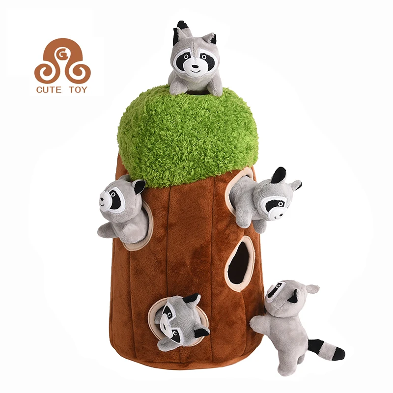 

Wholesale Low price and High quality Durable Dog Chew Toys Hide and Seek Tree hole Animals Plush Pet toys, As picture
