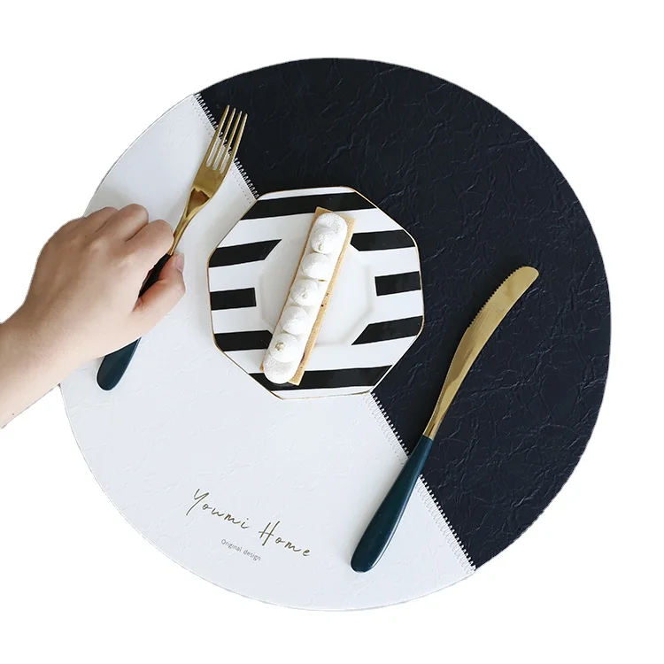 

High Quality Korean Style Kitchen Dinner Room Natural Ramie Woven Placemat Kitchen Table Round Place Mats, Multi color