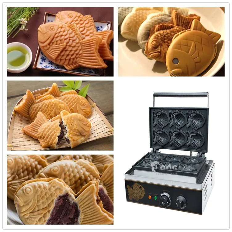 Chinese Nonstick Electric Taiyaki Maker/6 Fishes Shaped Taiyaki Machine