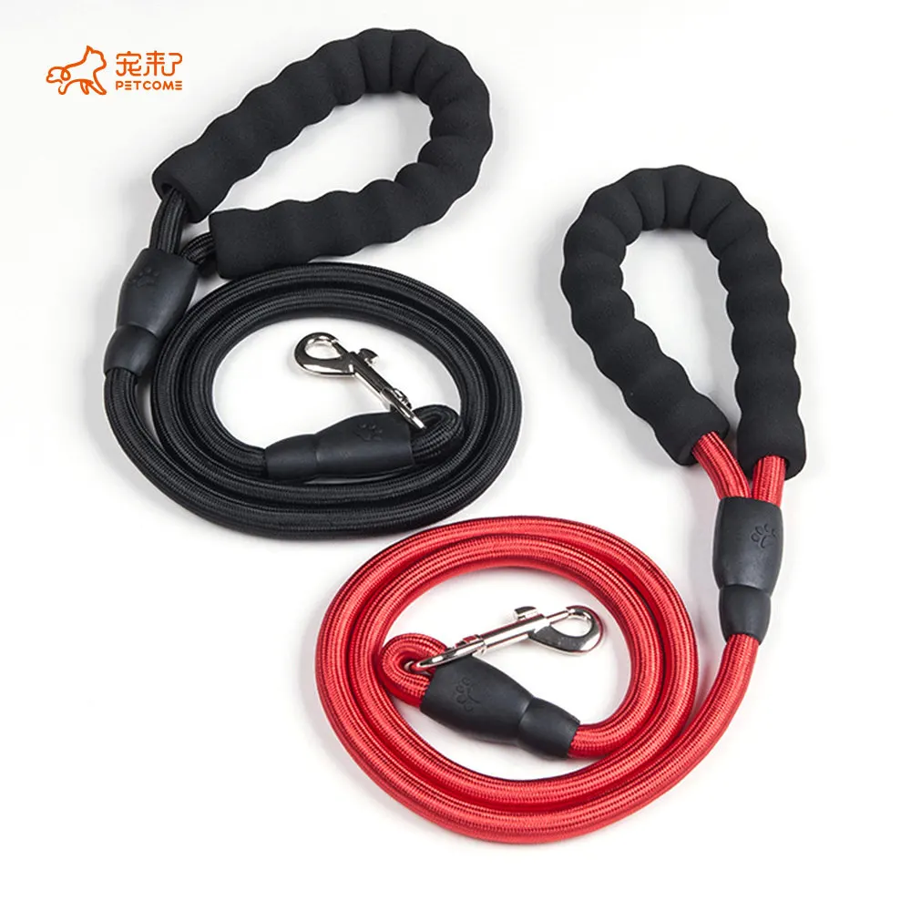 

PETCOME Factory 2021 New Pet Products Low MOQ Reflective Premium Rope Anti Slip Handle Dog Leash With Hook, 2 colors