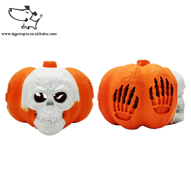 

Hot Selling Good Quality Pumpkin Halloween Non Toxic Rubber Pet Toys Interactive Dog Puzzle Toys