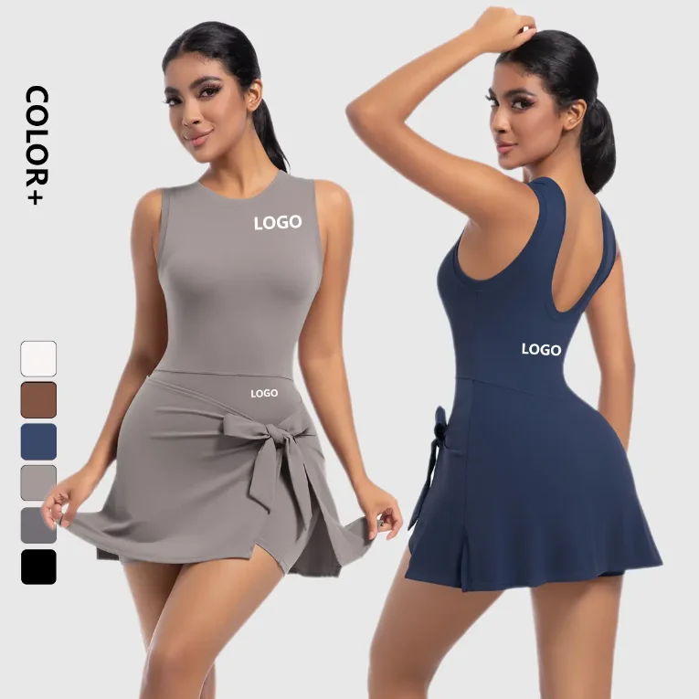 2025 New Style Custom Logo Women One Piece Tennis Dress Sport Dress Breathable Gym Sports Tennis Dress Sportswear