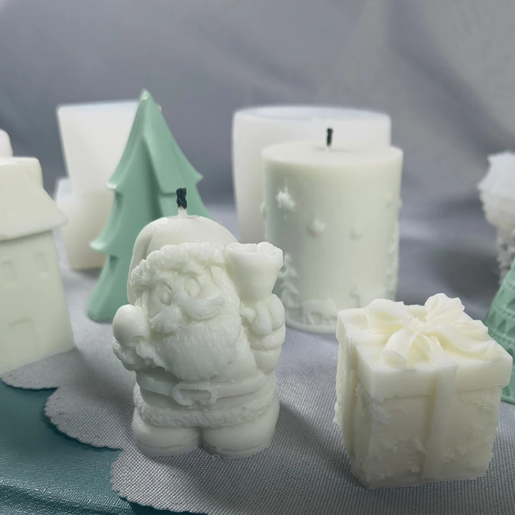

7 Pack 3D Christmas Tree Santa Claus Candle Molds Craft Silicone Mold Cake Decoration Making Candle DIY Handmade Soap Lotion Bar