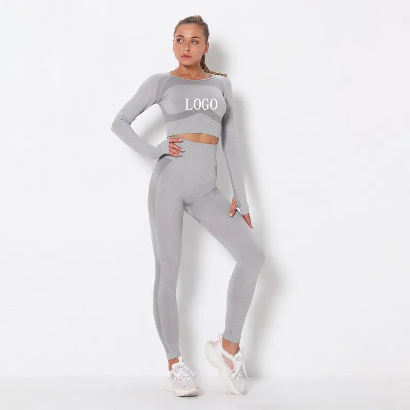 

Hip Lifting Stretch Running Seamless Knitted Quick Drying Training Tight Yoga Two Pieces Suit, As picture