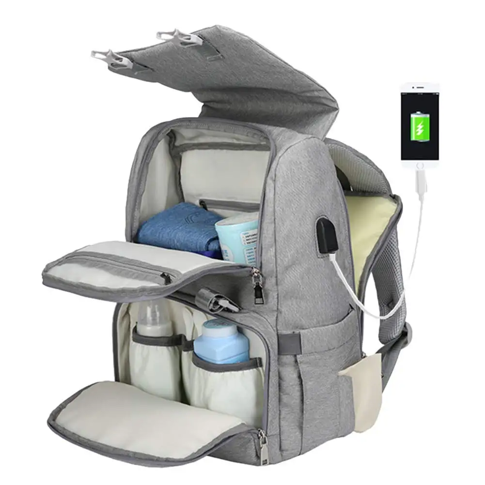 

3 in 1 Travel Bassinet Baby Bed Diaper Bag Backpack Changing Station With USB Charging Port Foldable, Customized