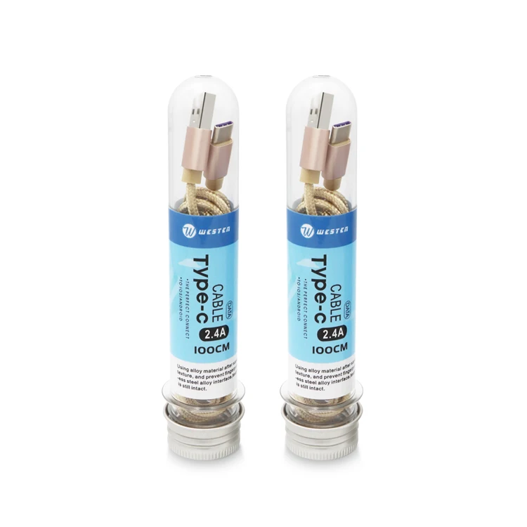 
nylon braided display tube packing universal usb fast data charger cable set for iPhone type c micro phone accessories 