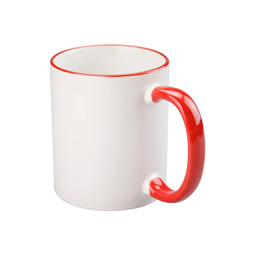 

Top Grade Wholesale 11oz Custom Logo Rim and Handle Color Sublimation Mug Ceramic Style Coffee Mugs