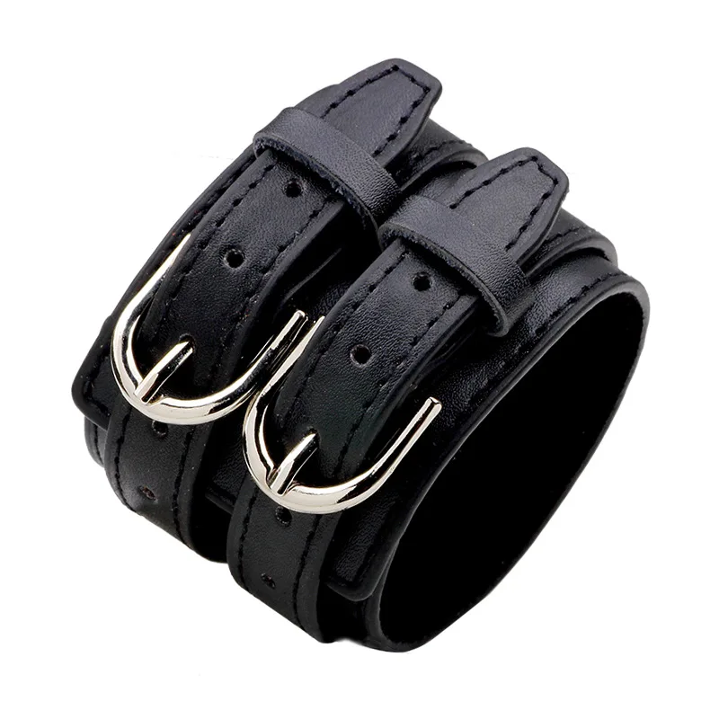 

Fashion Gifts Cowhide Leather Bracelet Women Black Wide Leather Bracelet for Men, Black/white/wine red