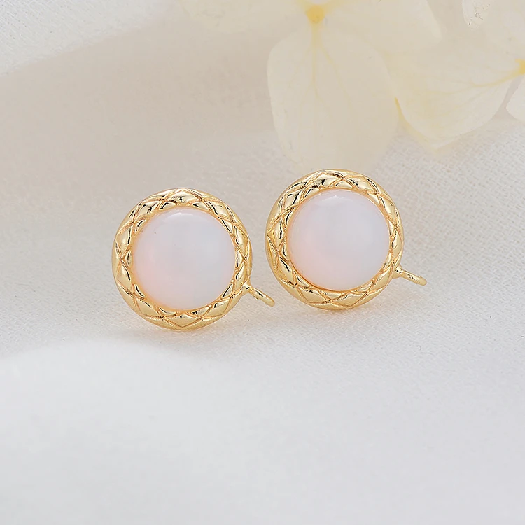 

Wholesale 14K Gold Plated Inlaid Opal Round Shape Stud Earrings
