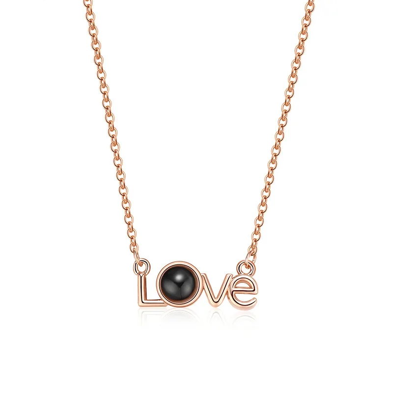 

Love Words 100 Languages I Love You Projection Pendant Necklace Romantic Memory Women Necklace (KNK5134), Same as the picture