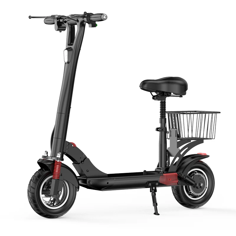 

2021 New Design Electric Scooter with Basket Lightweight and Foldable, Upgraded Motor Power disc brake, White/black