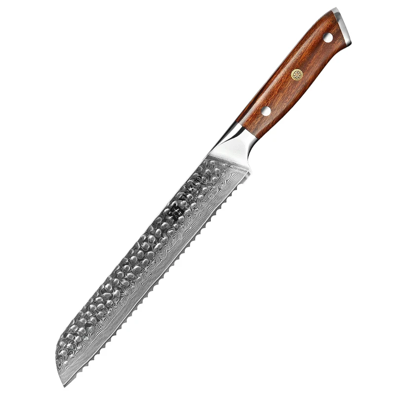 

XINZUO Professional 67 Layers Damascus Steel Razor Sharp kitchen bread knife with desert iron wood handle