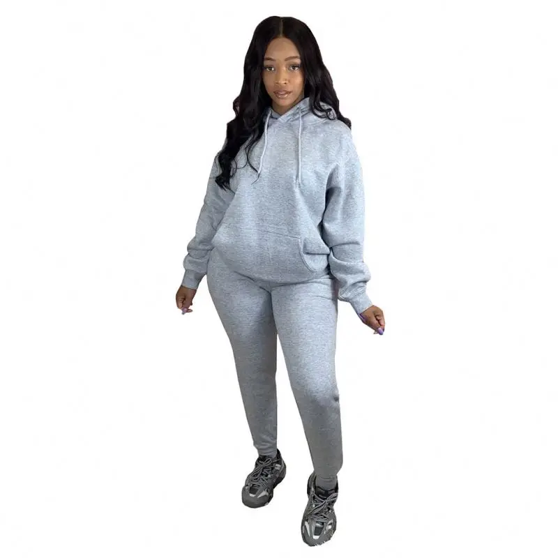 

Women Custom oversized hoodie crewneck street wear Cotton Crop Top Pants Hoodies 2 piece set sweatshirt joggers set, Pink, yellow, red, gray, blue