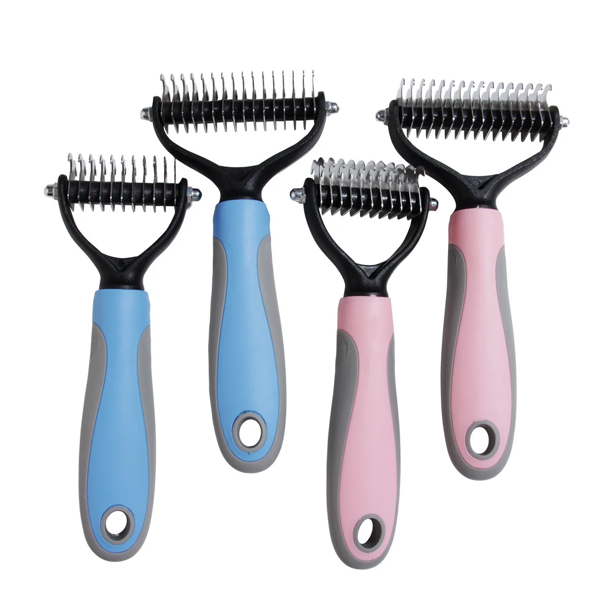 

Stainless Steel Sided Open Pet Hair Remover Tool Dematting Comb, Pink/blue