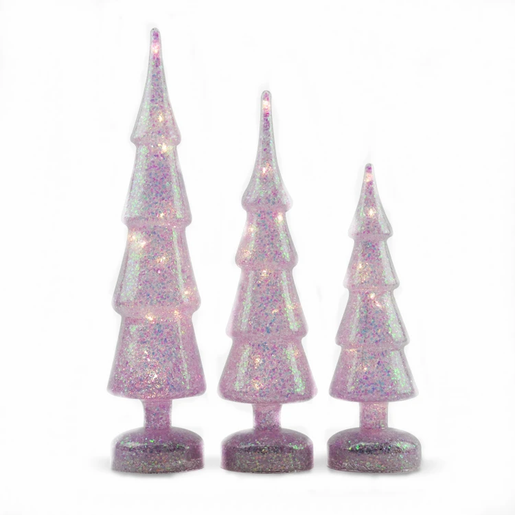 Customizable small led lighted hand blown glass xmas christmas tree