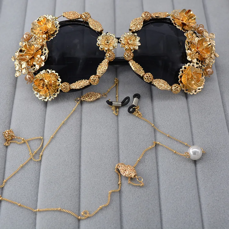 

2020 ELVA Baroque Catwalk Retro With Queen Flower Shaped Sunglasses Sun Glasses For Women