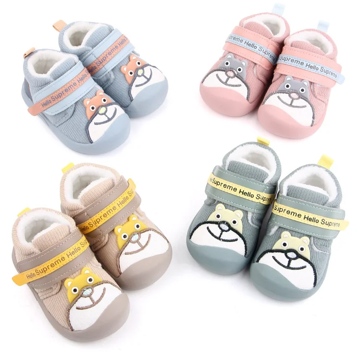 

factory lovely shape Cartoon cute cotton baby Warm plush children's shoes warm and wear resistant, As picture shown