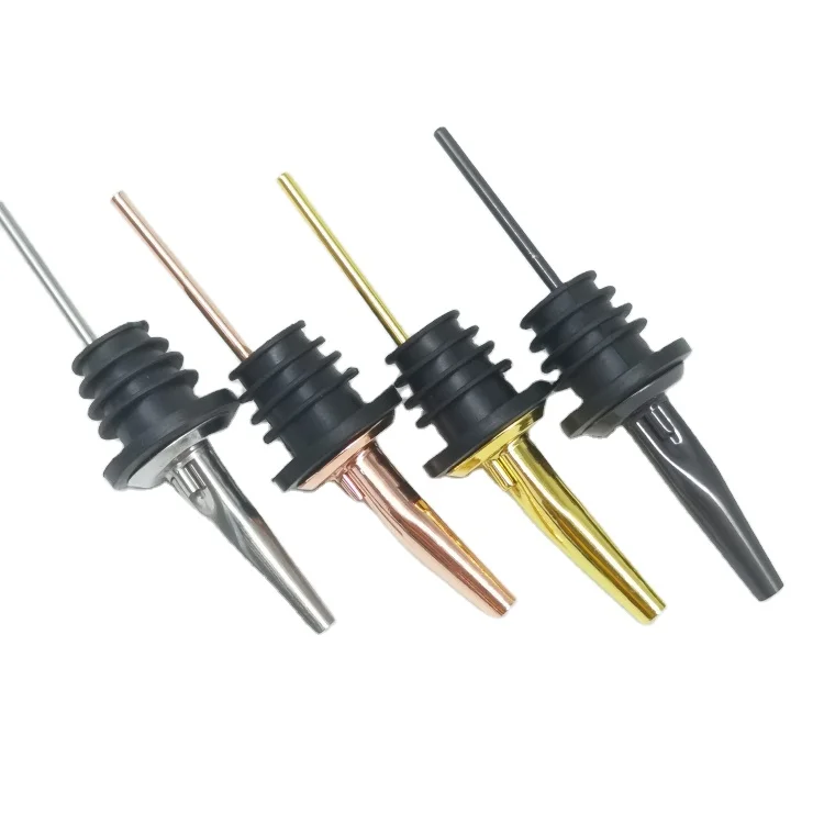 

Factory Wholesale metal Pour Spouts With Covers Tapered Stainless Steel Classic Bottle Pourer, Gold, silver, rose gold, black