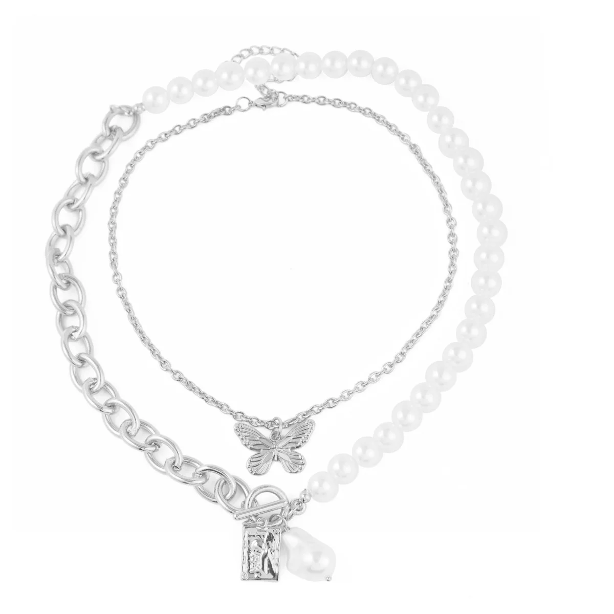

Cuban Tennis Simple Chain 6 Winged Gold Plated Pendant Butterfly Necklace Set