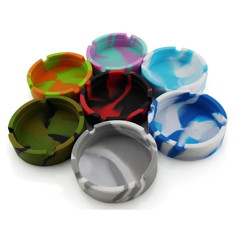 

Round Silicone Ash Tray - Heat Resistant Dishwasher Safe Unbreakable Bendable Non Flammable Cigarette Ashtray