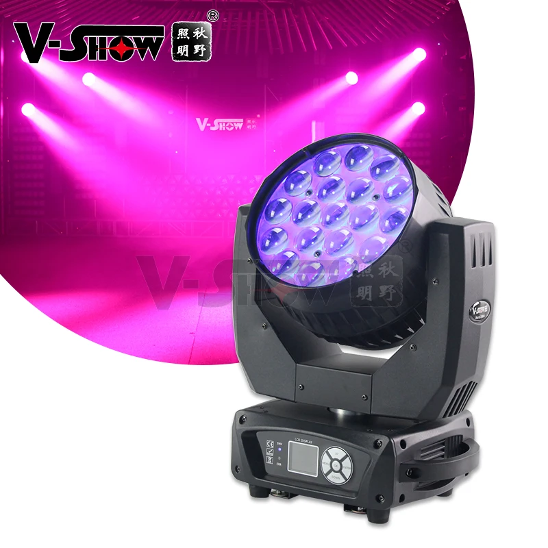 

slow shipping 2pcs AURA 19x15w RGBW 4in1 Led Beam Wash Moving Head Light With Backlight Zoom Function Stage Light
