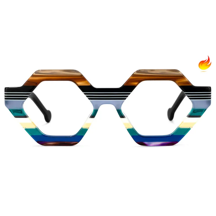 

Zeelool Vooglam Brand Fashionable Unisex Full Rim Geometric Acetate Multicolor Frames Eyeglasses Eyewear For Sale