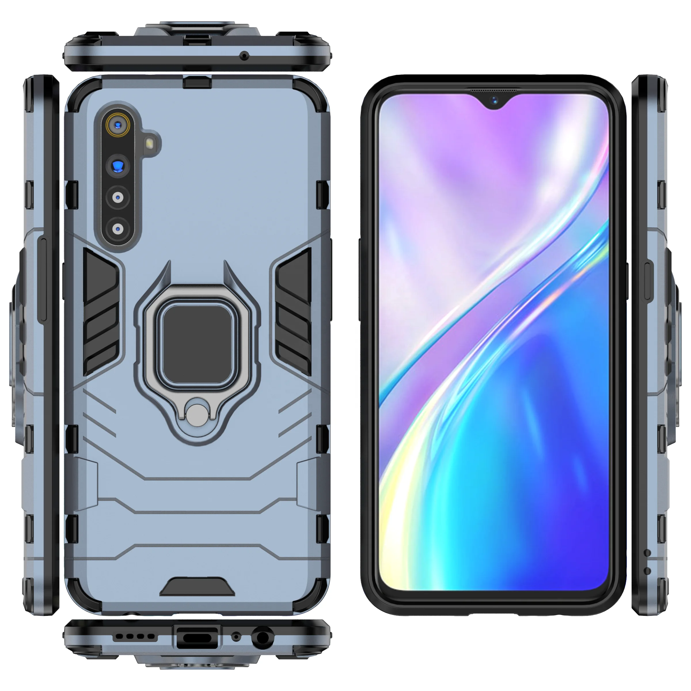 

2020 2 in 1 Hybrid Phone case 360 Protection Back Cover Case For Oppo realme XT, Multi-color, can be customized
