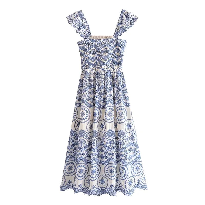 

Summer new European and American style slim cut embroidered dress