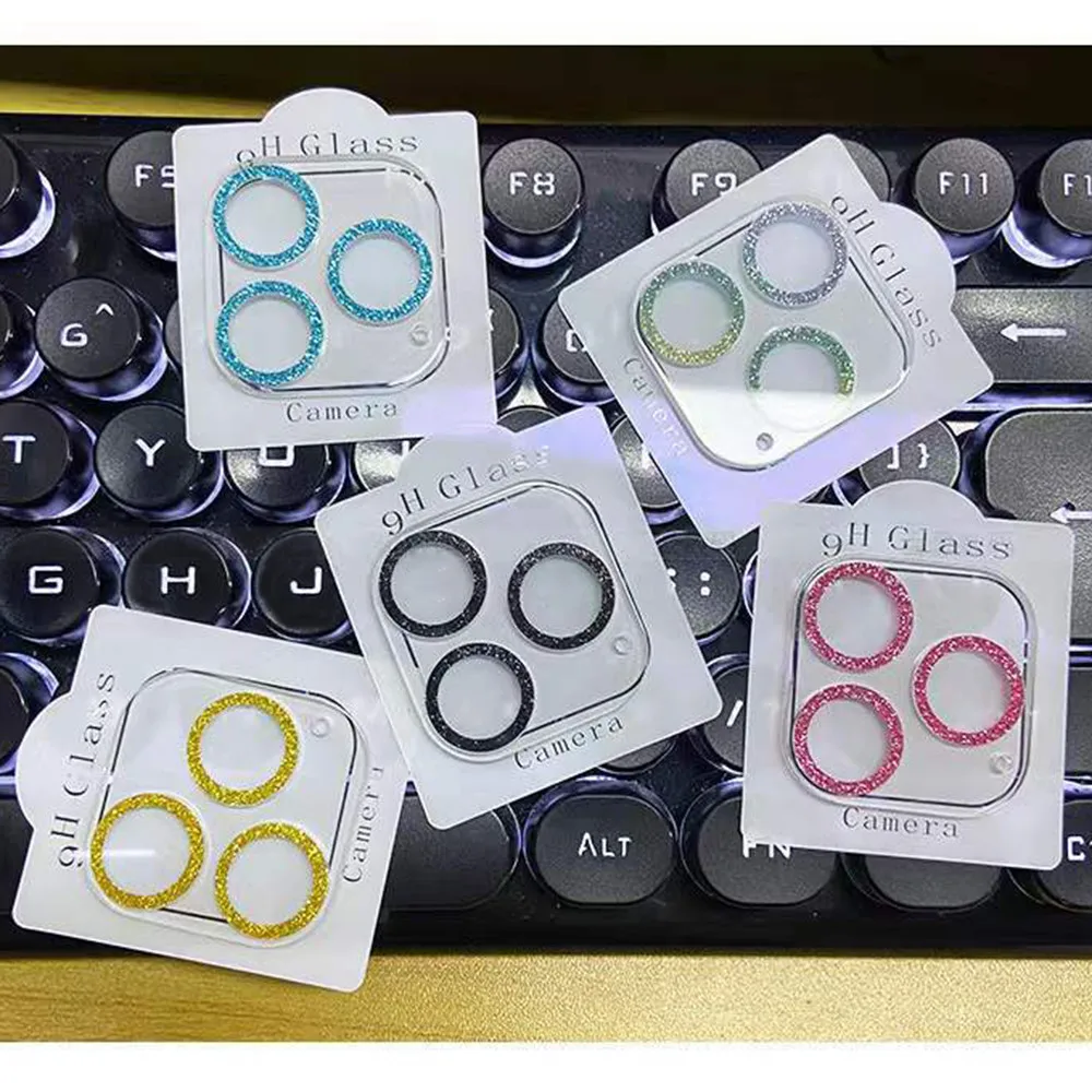 

Glitter Camera Glass Protection For iPhone 13 12 11 pro max Clear Protective Diamond Lens Screen Protector 12 13 Mini, Black