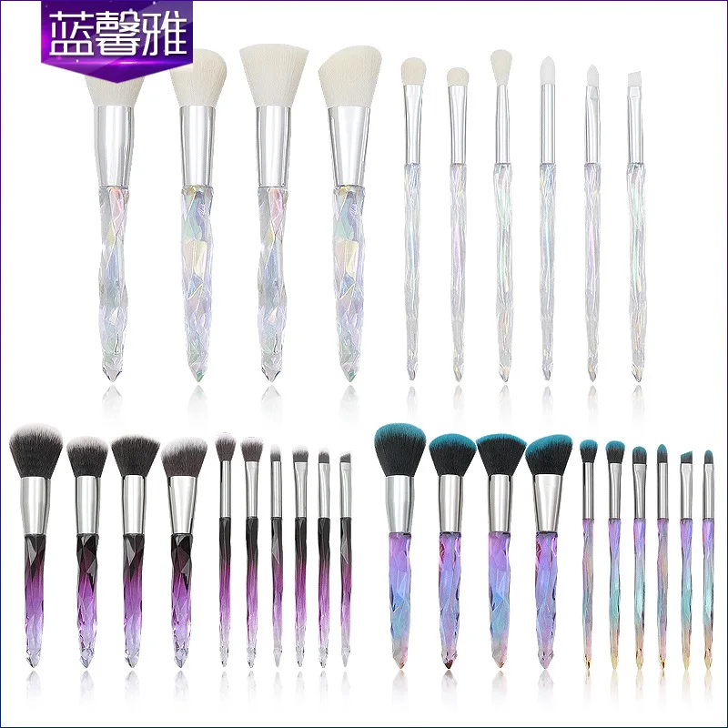 

10 pcs crystal Makeup Brushes Set Diamond Make Up Brush Beauty Tool custom logo OEM