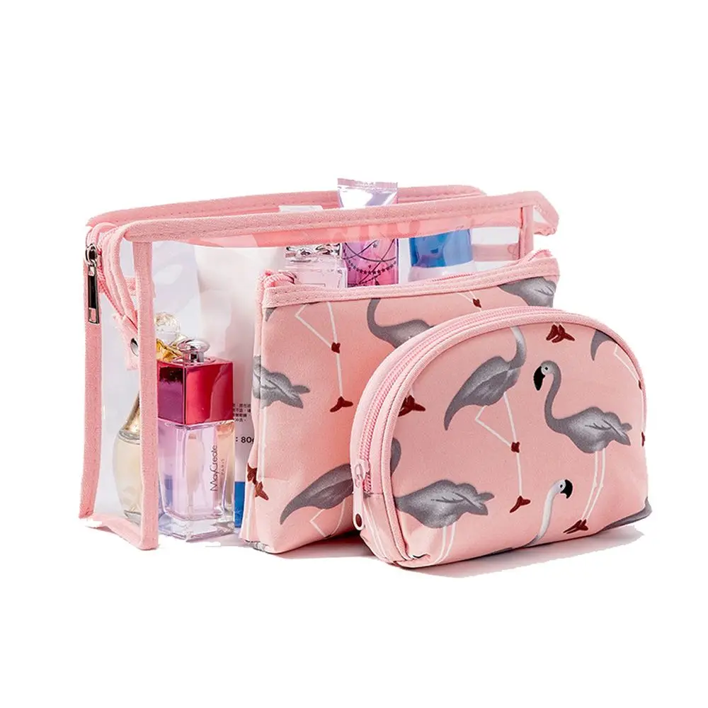 

3 Pieces Makeup Cosmetic Bag Waterproof Transparent Thicken Pvc Hand Bag Travel Set