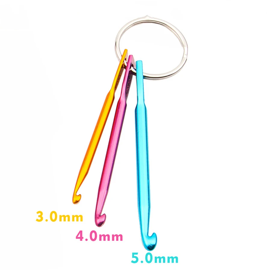 

Wholesale 3pc/set Mini Crochet Hook Keychain Aluminum Crochet Hook Set for Hand Knitting Knitting Needle 7/7.5/8cm 20 Sets