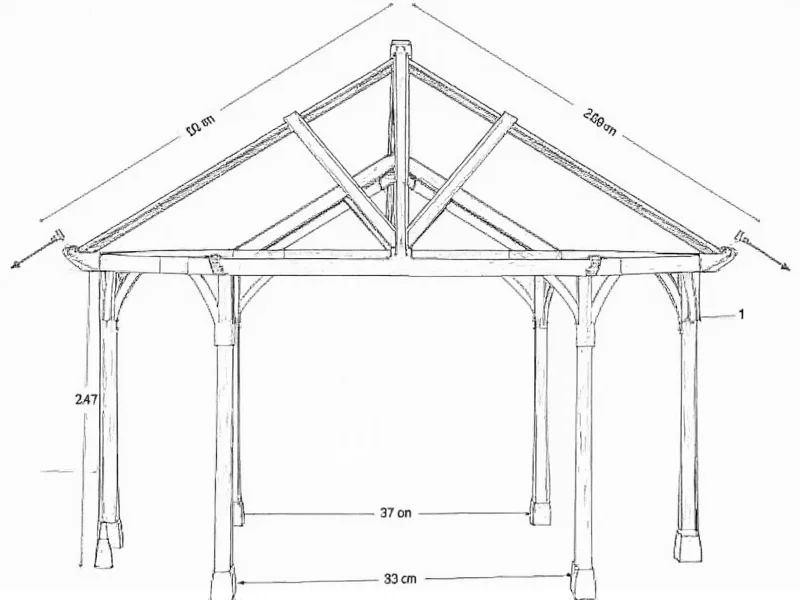 DIY gazebo planning blueprint with measurements