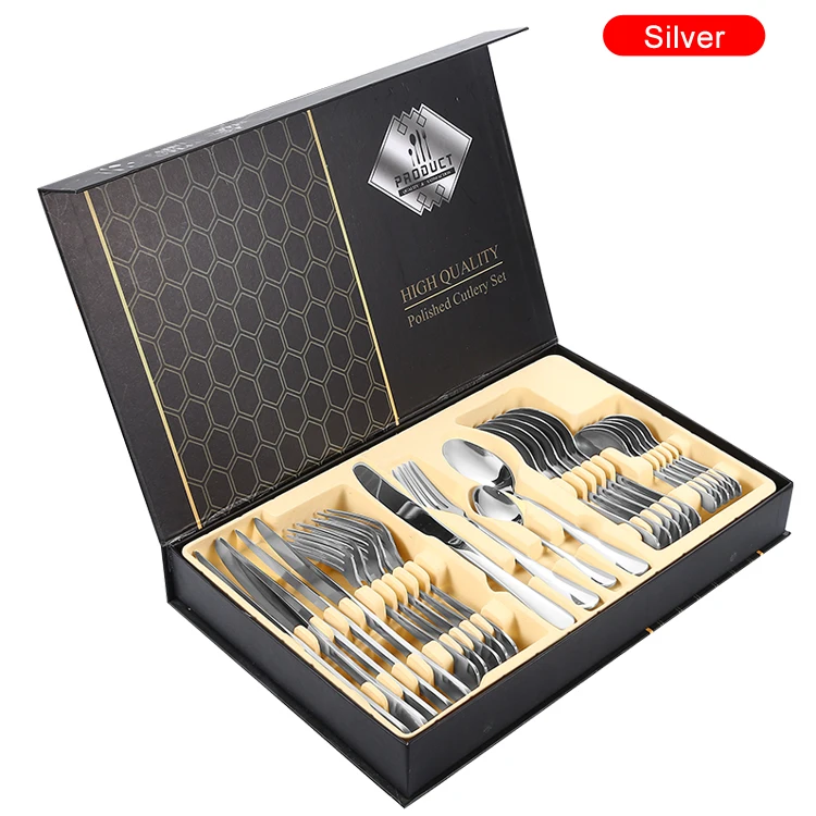 

popular items spoon fork stainless steel flatware sets for home cutlery set stainless steel, Gold/silver/rose gold/black/colorufl