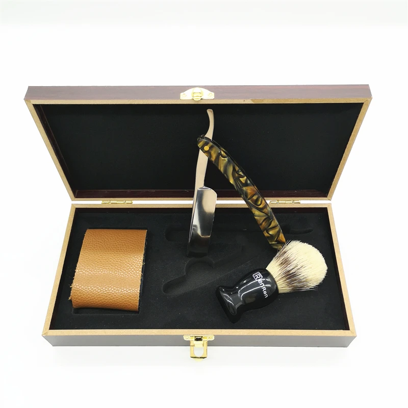 bs36 亚马逊热销批发男士黑金剃刀剃须套装集剃须刷理发美发