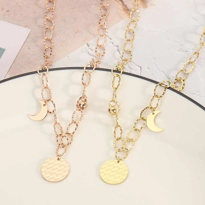 

Womens New Tide Neck Chain Stainless Steel Korean Style Neckband Collarbone Charm Necklace