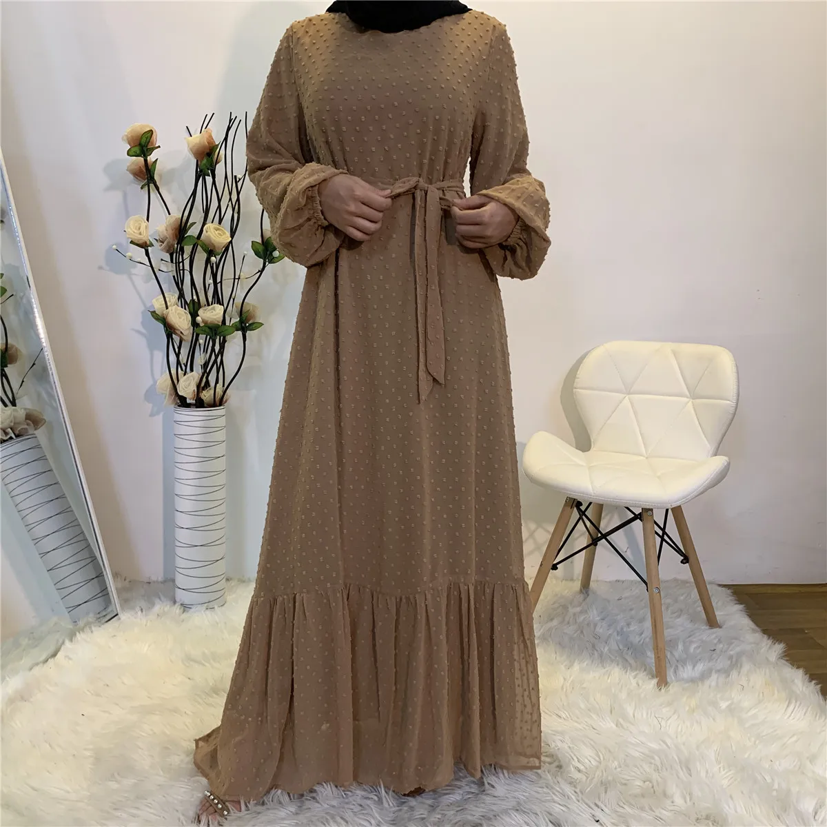 

Women's Splicing Long Sleeve Arab Muslim Dress Fashion Dress