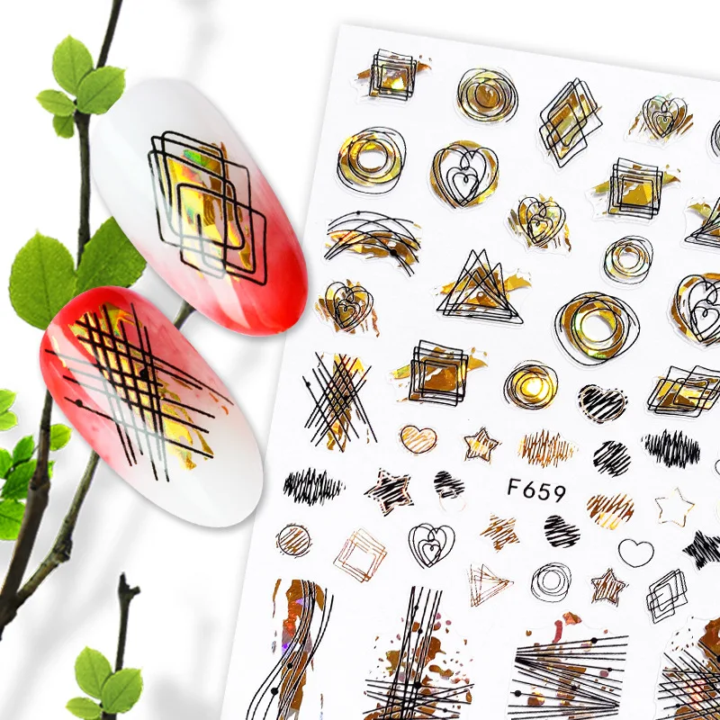 

New Design Autumn Gold Fashion 3d Art Stickers Leaf English Letter Words Coconut Nail Sticker, 32 style for choosen
