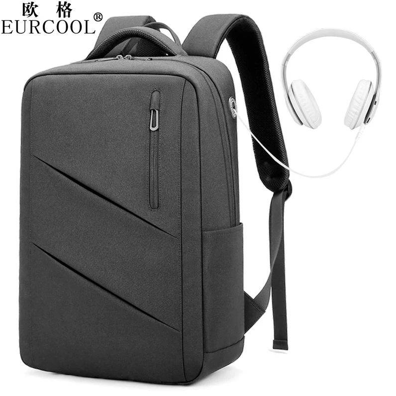 

Casual Black Decorative Teenager Fancy Outdoor Water Repellent Laptop Backpack Bag With Headphone Port, Black or customized