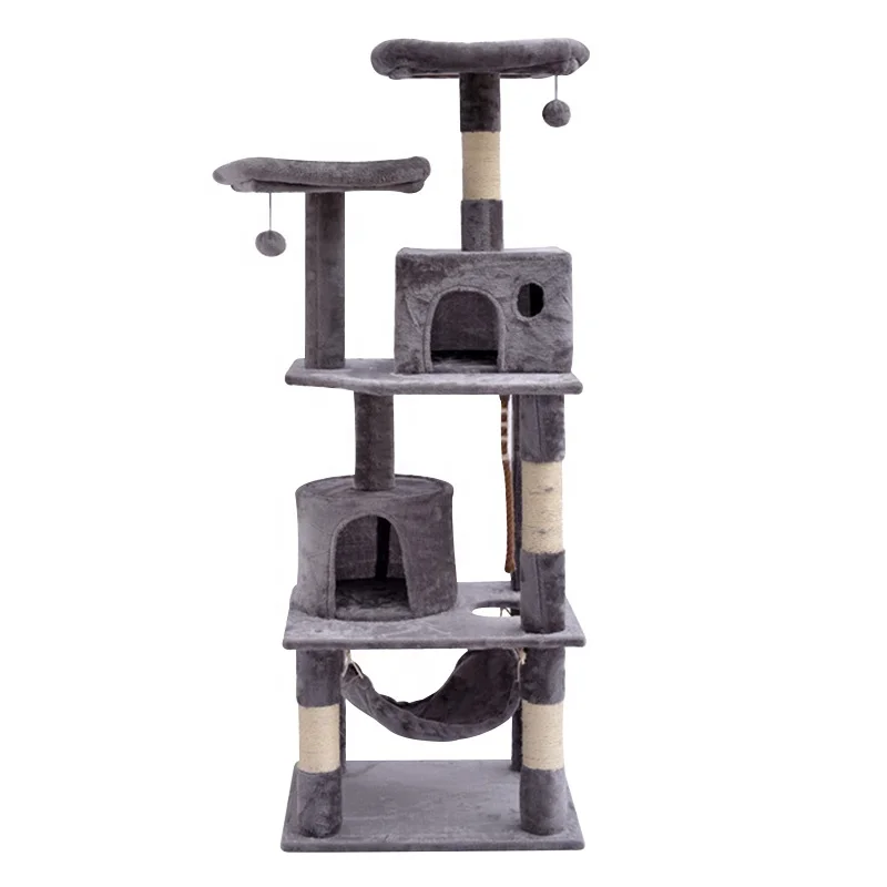 

Luxury Multi-Levels Stable Sisal Scratching Cat Tree Cat Tower For Cat, Gray