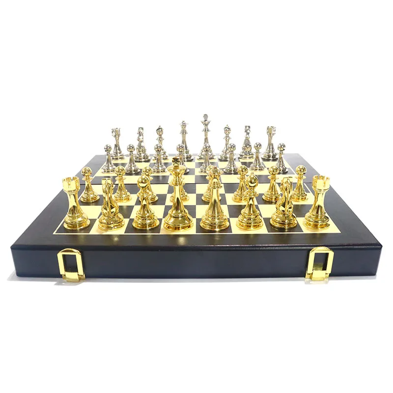 

Wholesale Custom Chess Boards Gold Silver Antique Metal Chess Sets For Sale, Customized