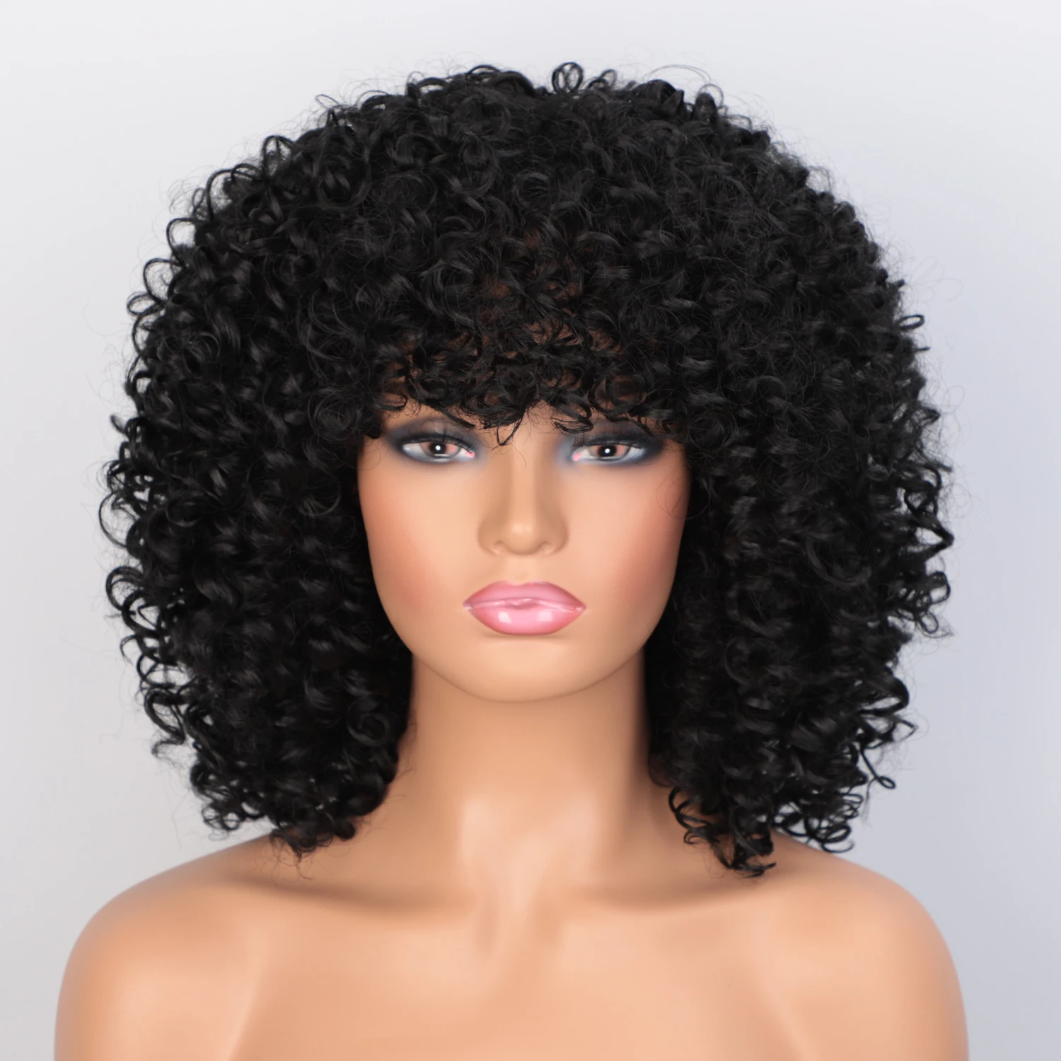 

Aisi Loose Curly Wave Black Short Bob Wig Wholesale Cheap Vendor Afro Kinky With Bangs For Black Women Synthetic Hair Wigs