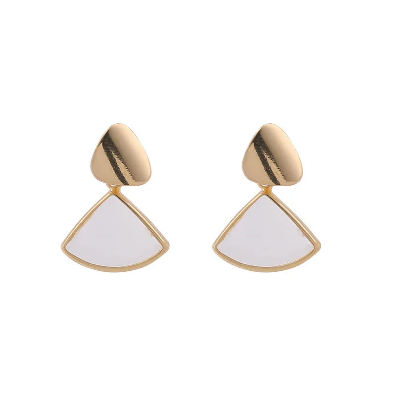 

JUHU 2021 New Simple Joker Fan Glass Crystal Female Earrings